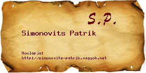 Simonovits Patrik névjegykártya